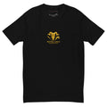 black men's t-shirt with gold DEVILS ARTS skull logo tattoo streetwear