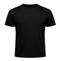 black t-shirt with small bordeaux embroidered DEVILS ARTS logo on chest tattoo streetwear