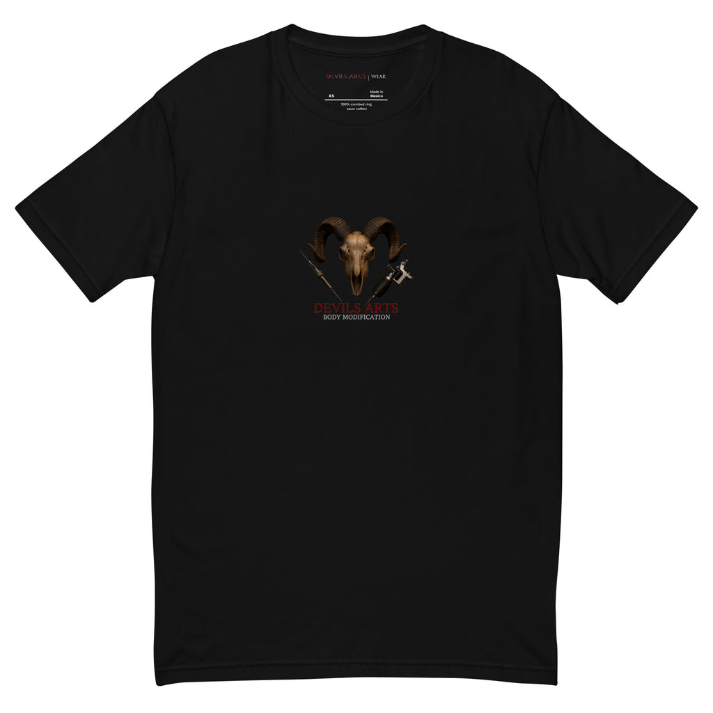 DEVILS-ARTS | WEAR RAW LOGO black men tee with ram skull and tattoo machine chest print
