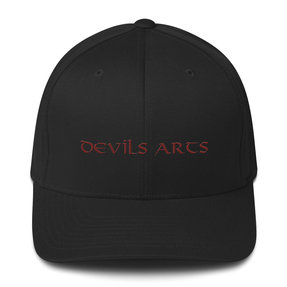 black flexfit cap with DEVILS-ARTS logo embroidery tattoo culture streetwear