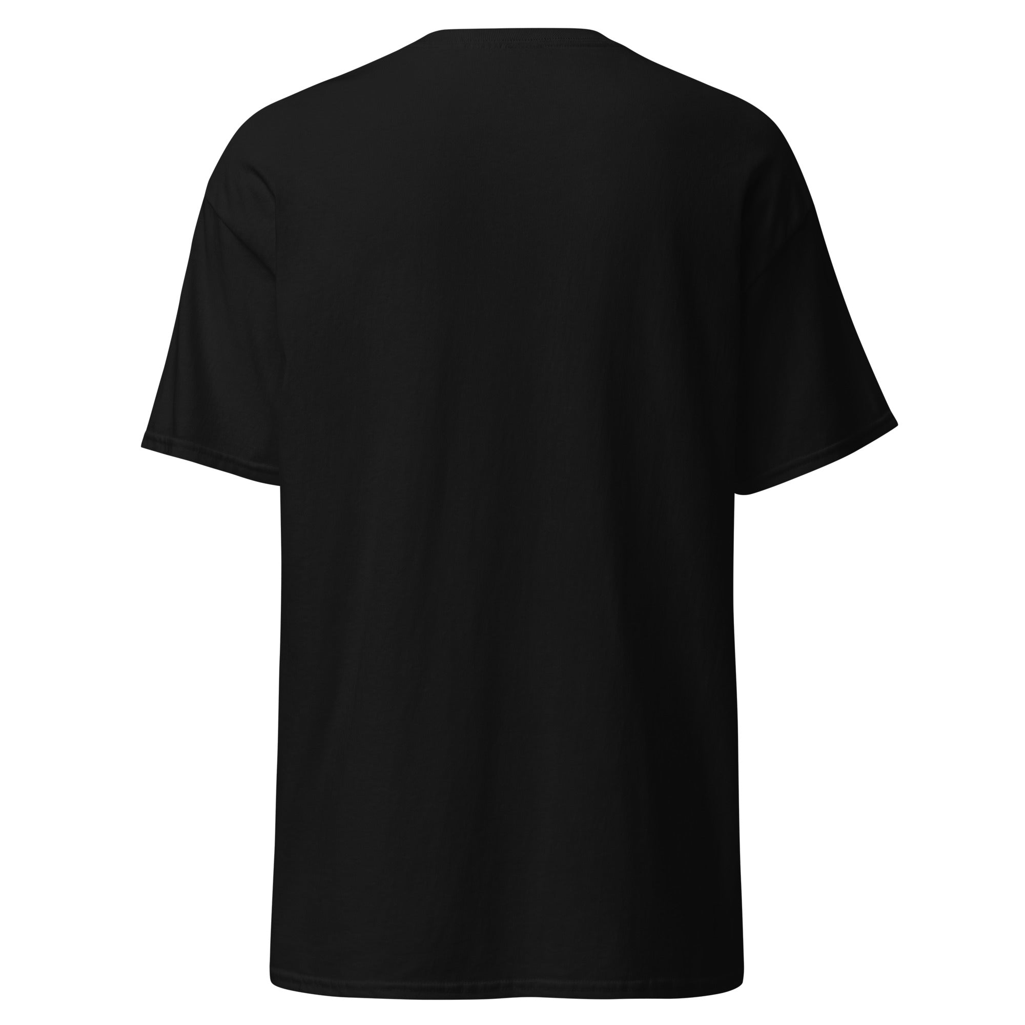 black unisex tattoo streetwear t-shirt back view minimalist design