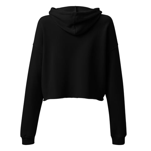 black cropped hoodie back view tattoo streetwear